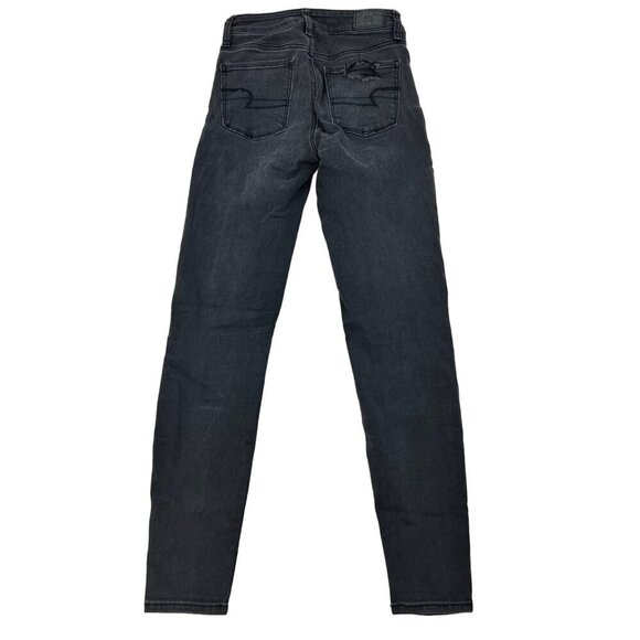 American Eagle Distress Skinny Jeans Charcoal Womens Size 0R Stretch - Picture 7 of 9